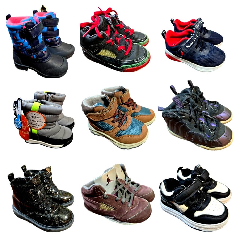 Bulk Boy's Girl's Shoe Lot Of 9 Name Brand Wholesale Reseller ROI Children Nike